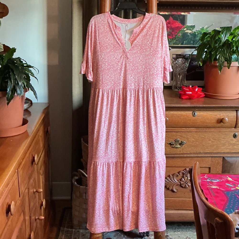 NWT Anrabess Pink Floral Short Sleeve Dress